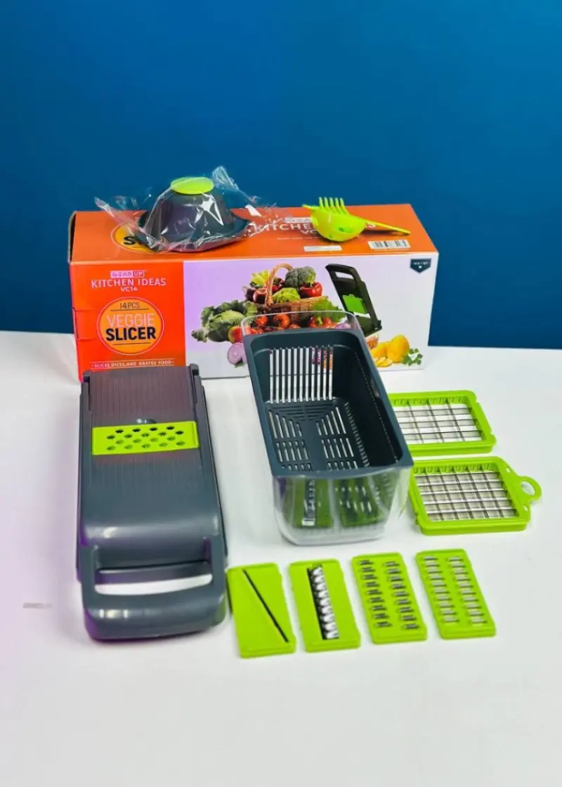 মাল্টি-ফাংশনাল ভেজিটেবল চপার ও স্লাইসার (14-in-1)